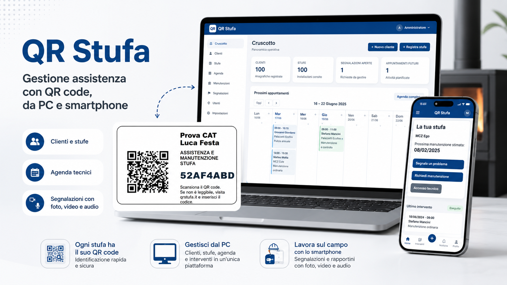 QR Stufa: gestione assistenza con QR code da PC e smartphone